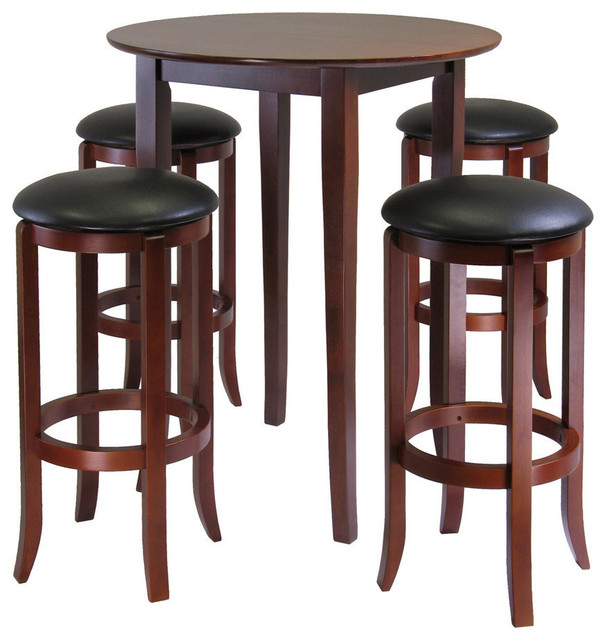 Winsome Wood Fiona 5 Piece Round High/Pub Table Set w/ PVC Stools