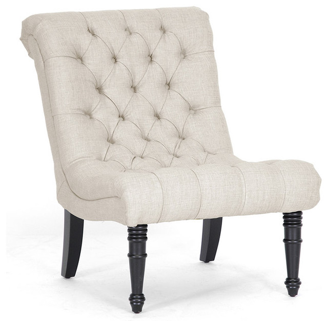 Caelie Beige Linen Modern Lounge Chair Contemporary Armchairs And