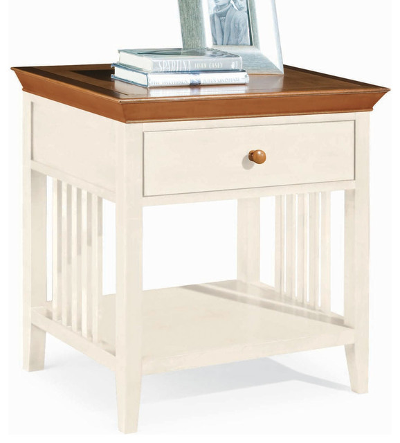 Sterling Pointe Drawer Night Stand White With Maple Traditional