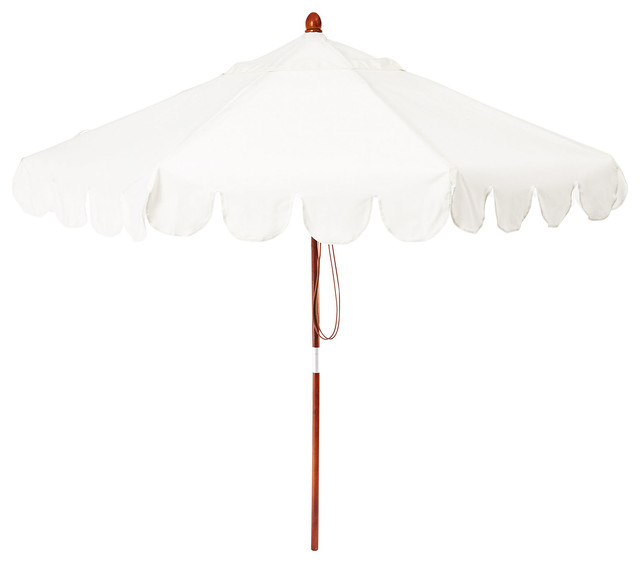 Scallop Edge Patio Umbrella, White Contemporary Outdoor Umbrellas