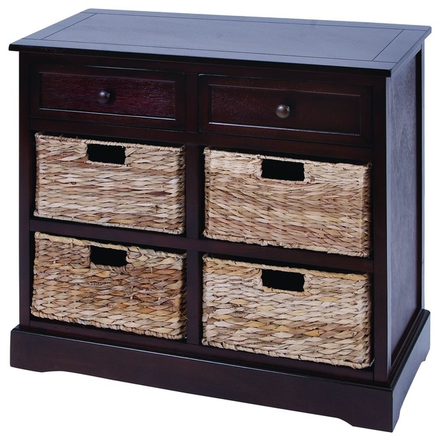 Mastercraft Basket With 4 Wicker Baskets Beach Style Accent