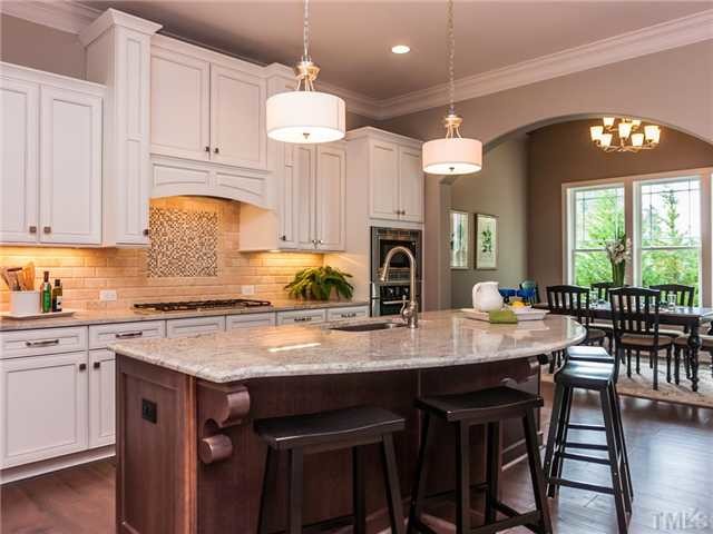 White with Pewter Glaze Perimeter Grey stained cherry island mediterranean