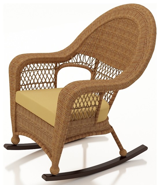 Catalina Outdoor High Back Rocker, Straw Wicker, Wheat Cushions