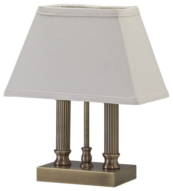 Traditional House of Troy Twin Column Antique Brass Desk Lamp Traditional Table Lamps