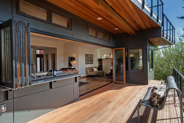 Open wall kitchen and deck - contemporary - deck - seattle - by 