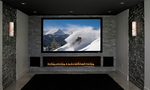 Home Entertainment Center with Custom Fireplace - modern ...
