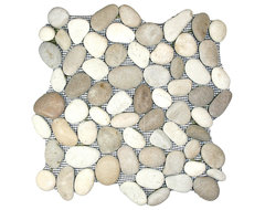 Tan & White Pebble Tile contemporary tile