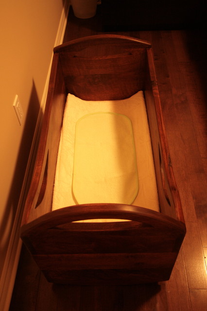 Handcrafted Solid Walnut Baby Cradle traditional kids
