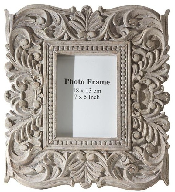 Sachi Carved Wood Photo Frame - Traditional - Picture Frames