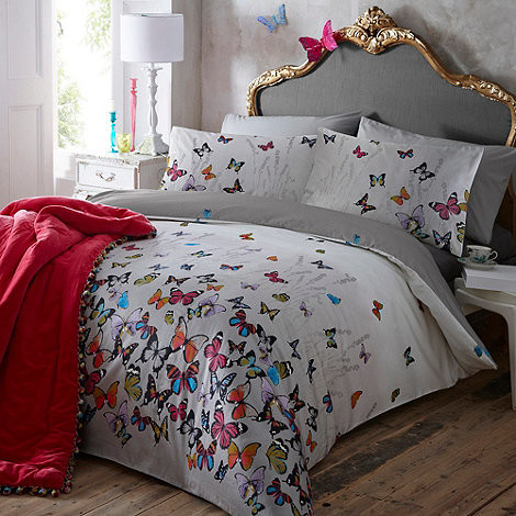 Light Gray 'Butterflies' Bedding Set - Contemporary - Duvet Covers And ...