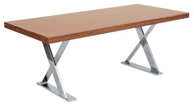 Eurostyle Anika Double Pedestal Rectangular Dining Table w/ Chrome Base