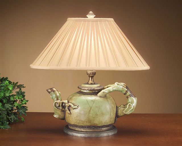 John Richard 23"H Green Caledon Pottery Teapot Lamp Contemporary