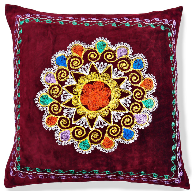 20" Patduzi Embroidered Pillow Cover - pillows - other metro - by 