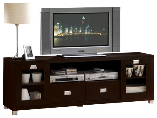 Commerce Collection Espresso Finish Wood TV Stand Entertainment ...