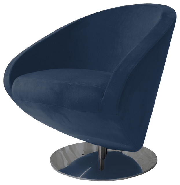Cosby Fabric Swivel Chair, Midnight Blue Modern Armchairs And
