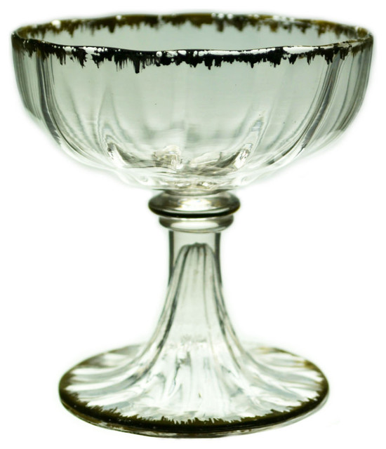 Consigned RSVD 4 Art Deco Gilded Glass Champagne Saucers, Antique