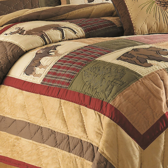 Big Sky Wildlife Quilted Throw Rustic Throws by Black Forest Decor