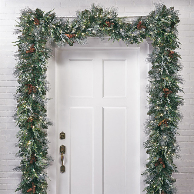 frosted pine cordless christmas garland frontgate frosted pine cordless christmas garland frontgate