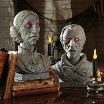 Velma and Evander Interactive Talking Halloween Busts - Interactive Halloween Decorations Velma and Evander Interactive Talking Halloween Busts - Interactive Halloween Decorations
