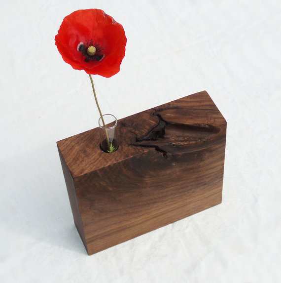 Reclaimed Wooden Bud Vase, Walnut by 1Wood Modern Vases by Etsy