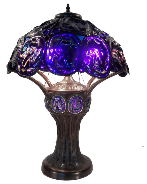 Tiffany Style Turtleback Table Lamp with Lighted Base Traditional Table Lamps by Warehouse