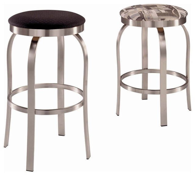 Trica Napa Swivel Backless Bar Stool - Brushed Steel - Contemporary