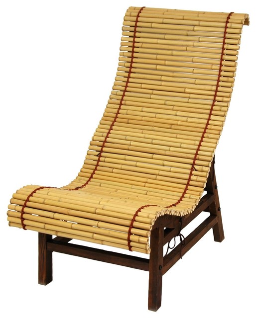 Curved Japanese Bamboo Lounge Chair - Asian - Living Room Chairs - by