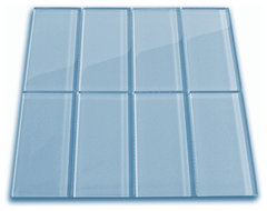 Sky Blue Glass Subway Tile 3 by 6 modern kitchen tile