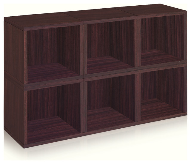 Way Basics Stackable Modular Storage 6 Cubes, Espresso Modern