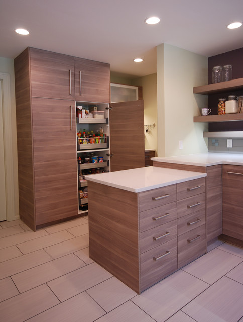 IKEA pull out pantry with peninsula. - Contemporary - Kitchen