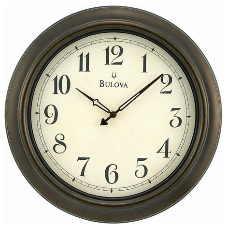 Bulova Quincy Inch Bronze Indoor Outdoor Wall Clock Contemporary