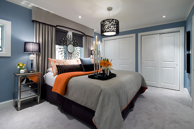 Jane Lockhart Blue/Gray/Orange bedroom - Contemporary - Bedroom ...