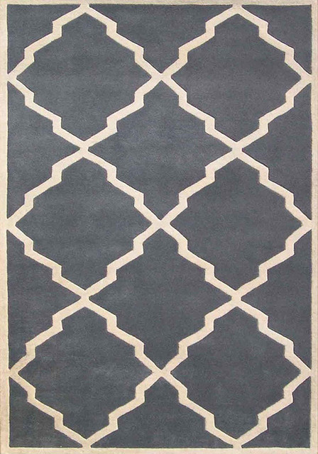 Hand-tufted World Classic Bluish-Gray Wool Rug - contemporary ...
