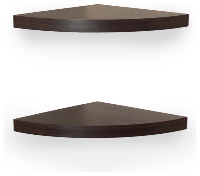 Veneer Corner Radial Shelves Set of 2 Contemporary