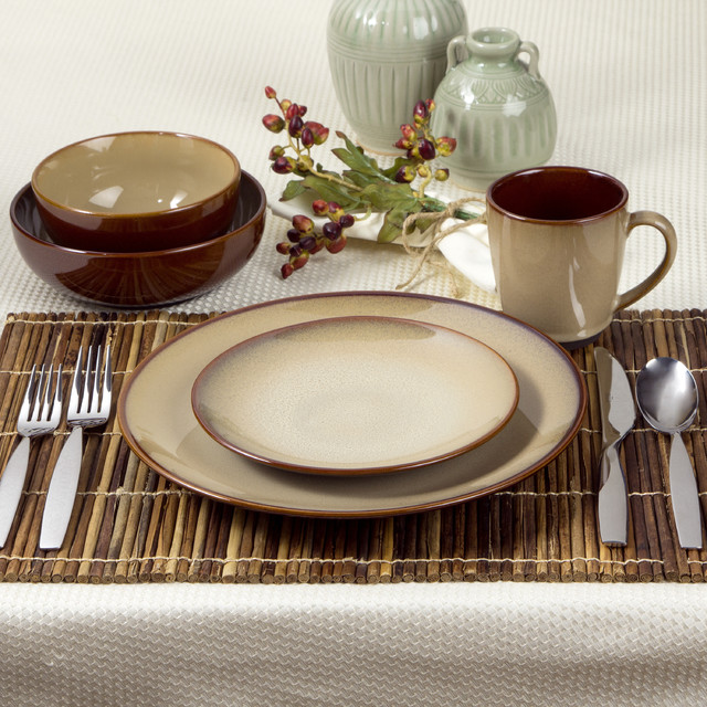 Sango 40-piece Nova Brown Stoneware Dinnerware Set - Contemporary