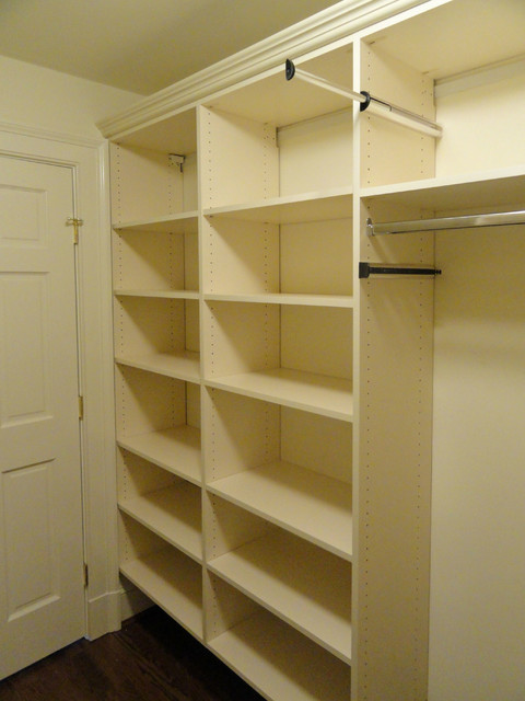 Melamine wall hung or floor mounted closet systems traditional-closet