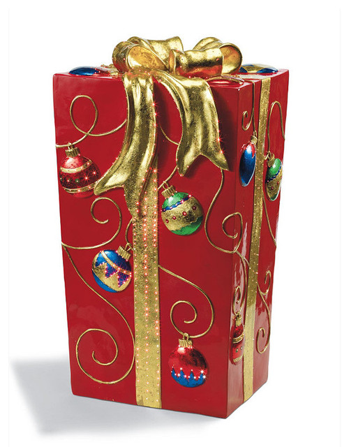 Fiber Optic Red Gift Box - Frontgate - Outdoor Christmas Decorations ...