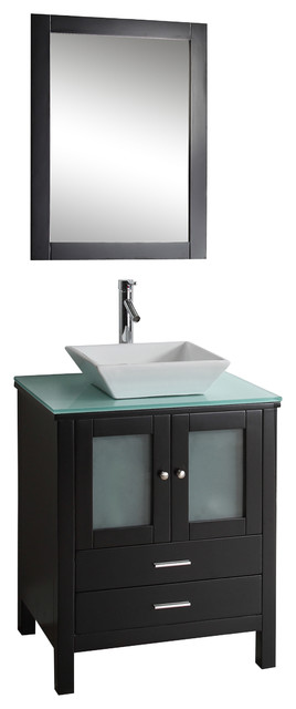 Virtu USA 28" Brentford Espresso Single Sink Bathroom Vanity Set 