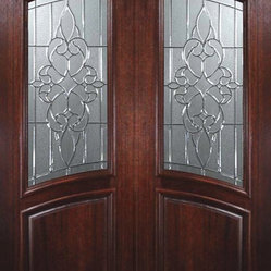 Slab Double Door 96 Mahogany Courtlandt Arch Top Arch Lite Glass - SKU ...