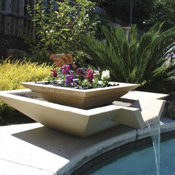 Garden and yard - This Kutstone Cubic bowl is mounted to a pedestal ...