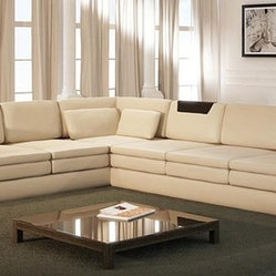 TOSH Furniture - Modern White with Brown Sectional Sofa - LF-9001 ...