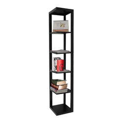 Khome - KHOME BLACK FINISH WOOD WALL CORNER 5 TIERS SHELVES BOOKSHELF ...