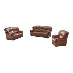 American Eagle Furniture - 7983 Brown Bonded Leather Three Piece Sofa ...