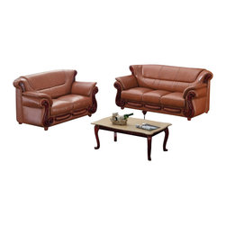 American Eagle Furniture - 7981 Cognac Bonded Leather Three Piece Sofa ...