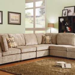 Homelegance - Brown Beige Chenille Upholstered Fabric Modular Sectional ...