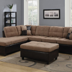 Coaster - Mallory Sectional with Ottoman, Tan - Bring an inviting and ...