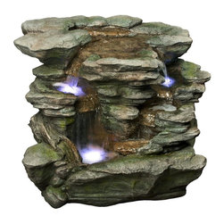 Alpine Fountains - Waterfall w White LED Light - Made of Polyresin. 1 ...