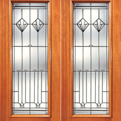 Full Lite Contemporary Art Deco Glass, Exterior Double Door - SKU# N ...