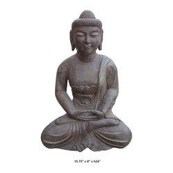 Chinese Hand Carved Stone Sitting Buddha Statue - This sitting Buddha ...