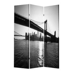 New York Skyline Screen - A three-panel screen or room divider can ...